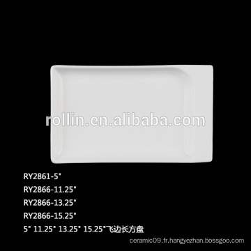 Plaques rectangulaires durables en porcelaine pour restaurant